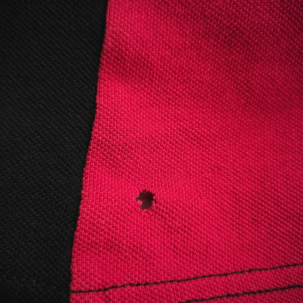 True Religion Polo Shirt Mens 3XL Red Black‎ Split Colorblock Horseshoe Logo SS